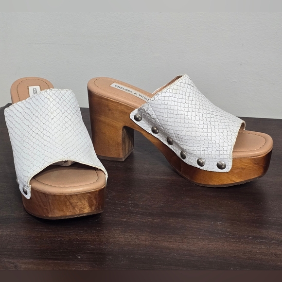 🤩Host Pick❤️NWT Chelsea & Violet Snake Leather 70s Inspired ClogWomen's Sz 6 - Picture 14 of 14